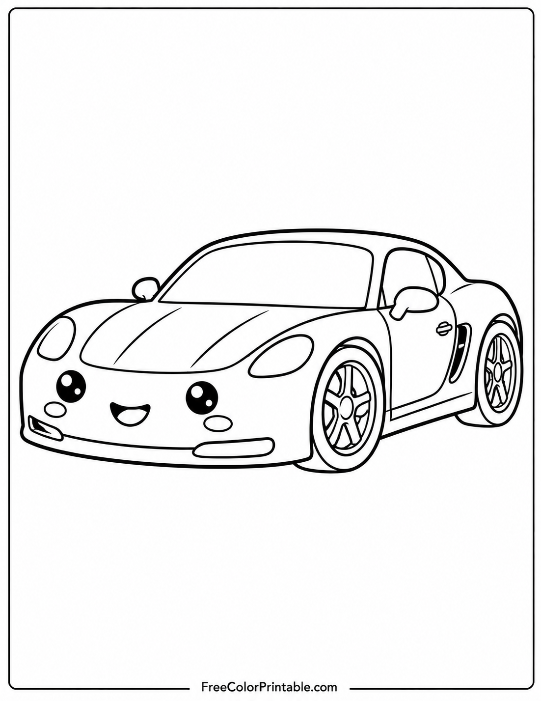 Kawaii sports car coloring page Coloring Page — Free Printable — free printable coloring page